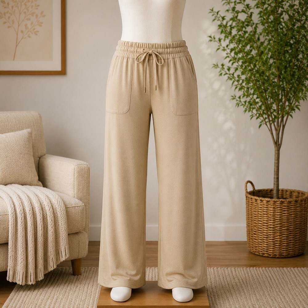 AnyBody Loungewear Jogger Pants Mens Medium Tan‎ Khaki Drawstring Cuffed Pockets